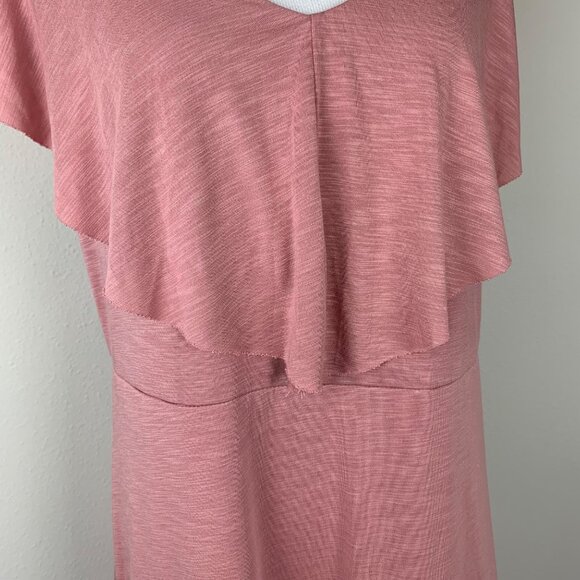 Soft Surroundings Pink Maxi Dress Medium V-Neck Ruffle - Picture 10 of 10